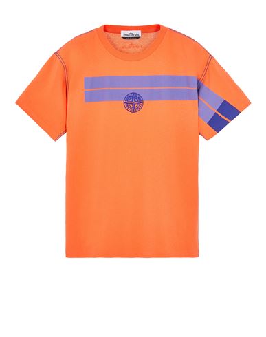 STONE ISLAND 20848 COTTON JERSEY 'INVERSE STRIPE TWO' PRINT_ GARMENT DYED Short sleeve t-shirt Man Orange EUR 150