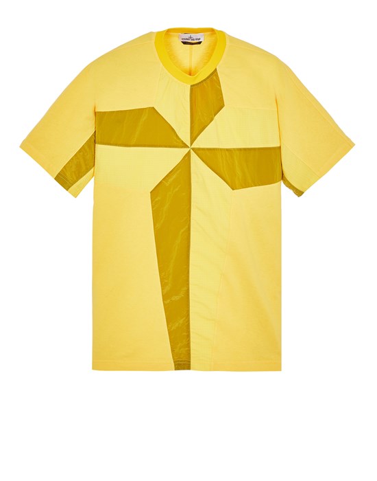  STONE ISLAND 20155 COTTON JERSEY STAR INLAY_GARMENT DYED 短袖 T 恤 男士 黄色