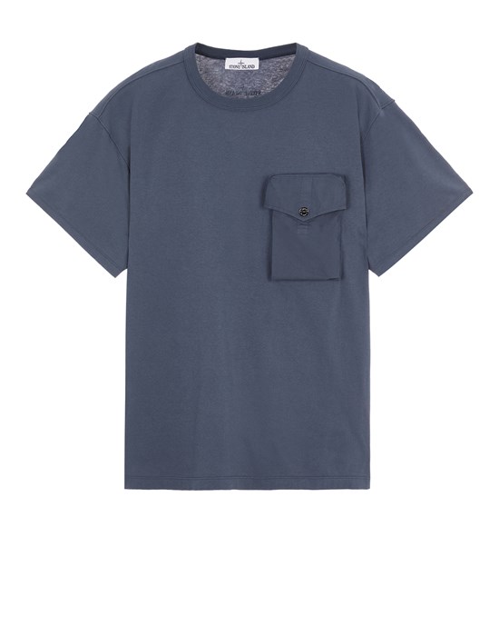  STONE ISLAND 20258 COTTON JERSEY_GARMENT DYED T-shirt manches courtes Homme Bleu de Prusse