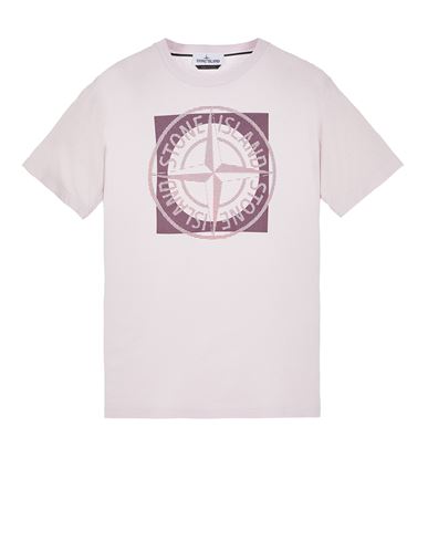 STONE ISLAND 2NS93 30/1 COTTON JERSEY 'TRICROMIA TWO' PRINT_GARMENT DYED Short sleeve t-shirt Man Pink Quartz CAD 229