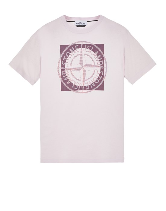  STONE ISLAND 2NS93 30/1 COTTON JERSEY 'TRICROMIA TWO' PRINT_GARMENT DYED Short sleeve t-shirt Man Pink Quartz