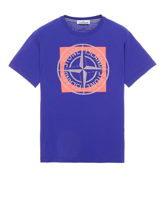  STONE ISLAND 2NS93 30/1 COTTON JERSEY 'TRICROMIA TWO' PRINT_GARMENT DYED T-shirt manches courtes Homme Bleuet