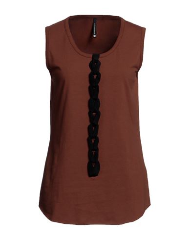 Pierantonio Gaspari Woman T-shirt Brown Size 8 Cotton, Elastane, Acetate, Silk