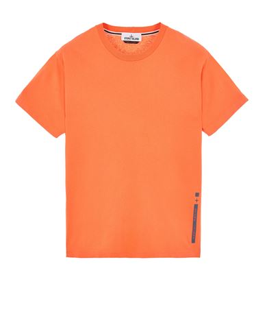 STONE ISLAND 2NS84  30/1 COTTON JERSEY 'MICRO GRAPHICS THREE' PRINT_GARMENT DYED Short sleeve t-shirt Man Orange EUR 125