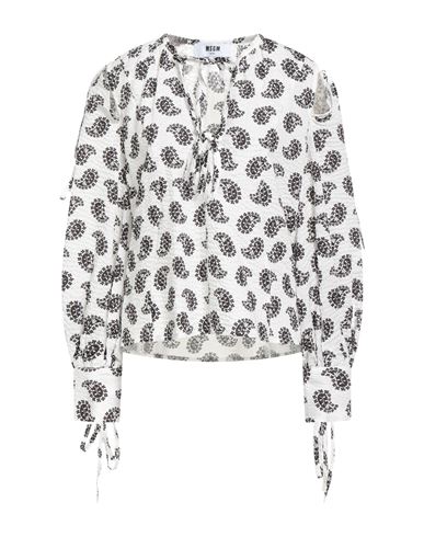 Msgm Woman Top White Size 8 Cotton In White