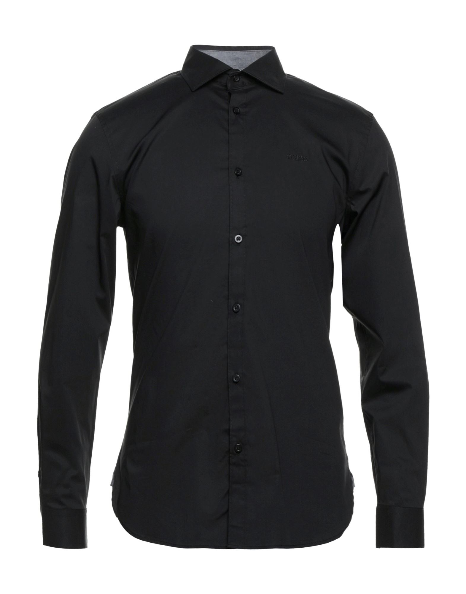 ＜YOOX＞ ★GUESS メンズ シャツ ブラック XS コットン 75% / ナイロン 22% / ポリウレタン 3%画像