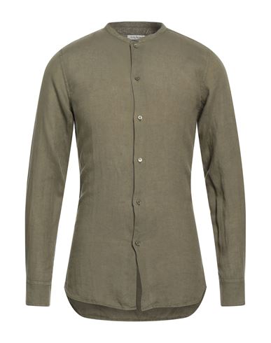Paolo Pecora Man Shirt Military Green Size 16 ½ Linen