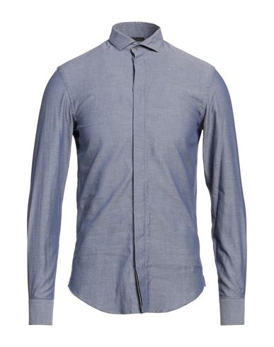 Shop Emporio Armani Man Shirt Blue Size L Cotton