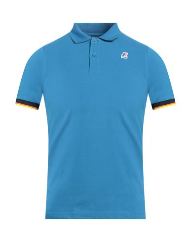 K-way Man Polo Shirt Azure Size S Cotton, Elastane In Blue