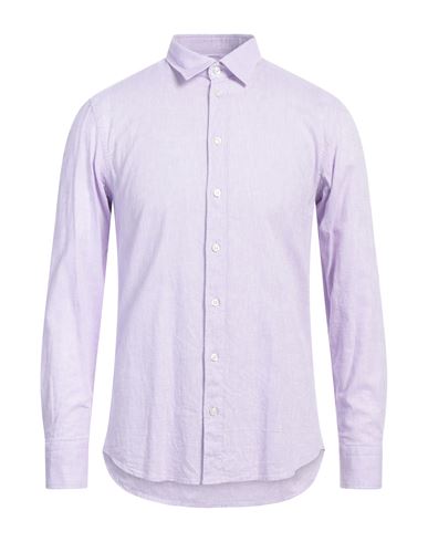 Bastoncino Man Shirt Lilac Size 17 ½ Linen, Cotton In Purple