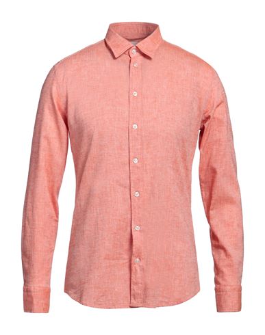 Bastoncino Man Shirt Orange Size 15 ¾ Linen, Cotton