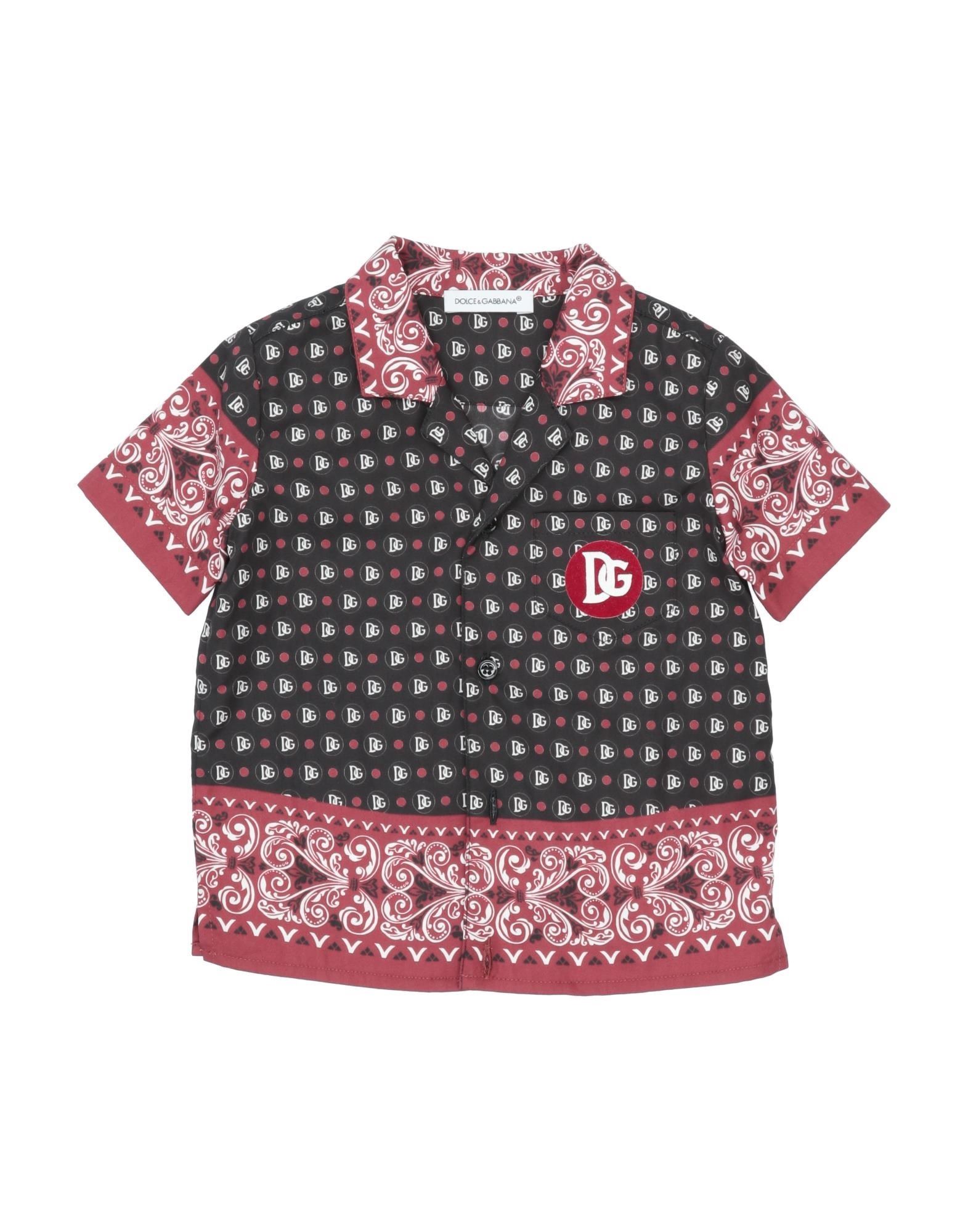 Dolce & Gabbana Kids'  Newborn Boy Shirt Black Size 3 Cotton, Pvc - Polyvinyl Chloride