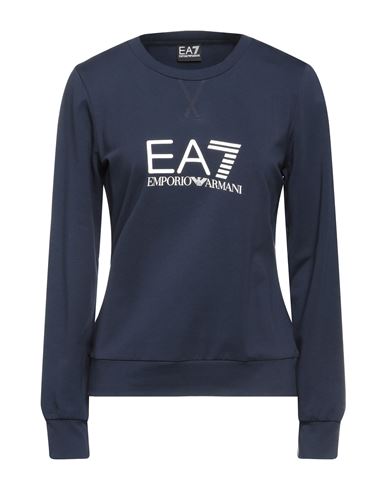 Ea7 Woman T-shirt Blue Size Xl Cotton, Elastane