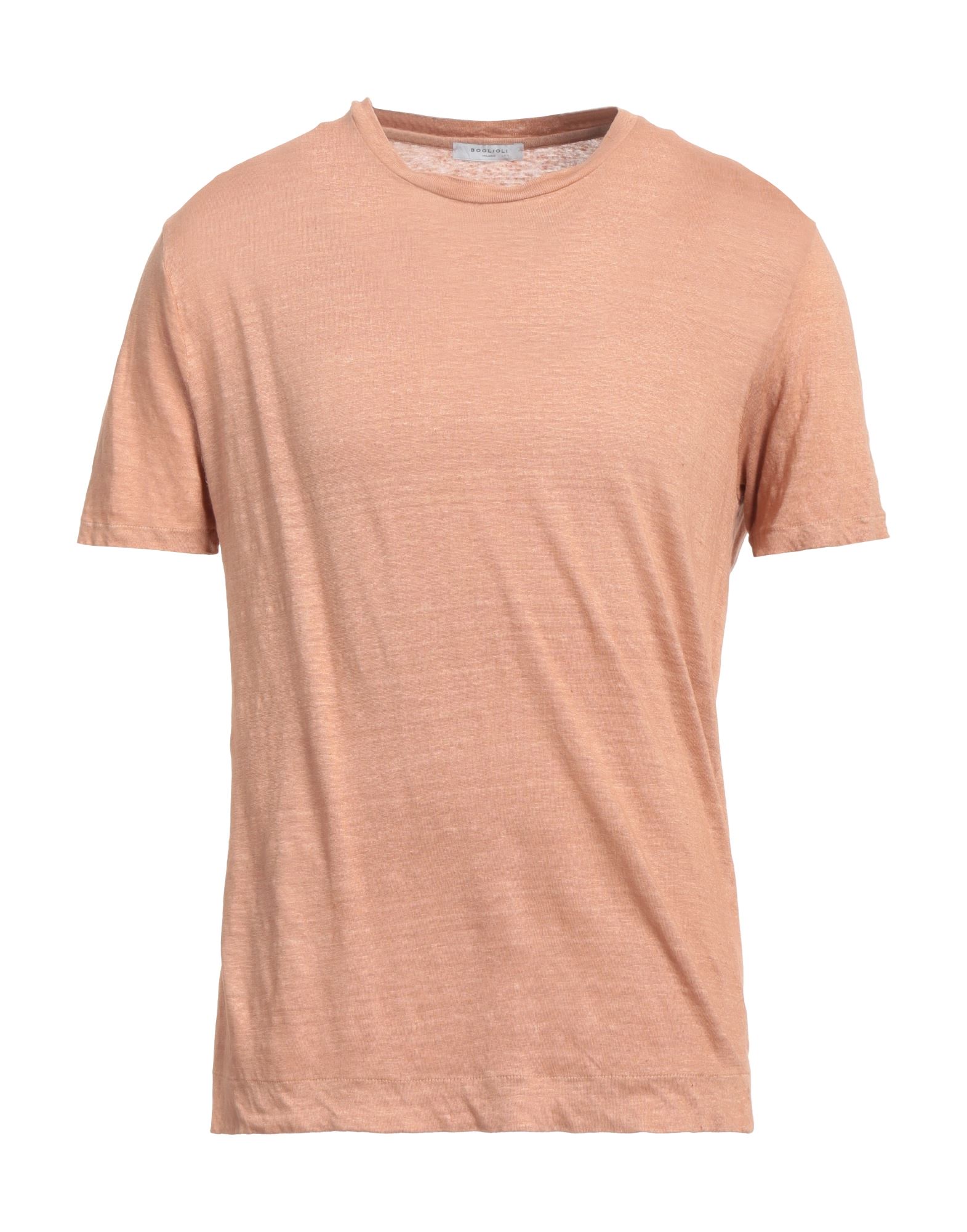 Shop Boglioli Man T-shirt Apricot Size Xxl Linen In Orange