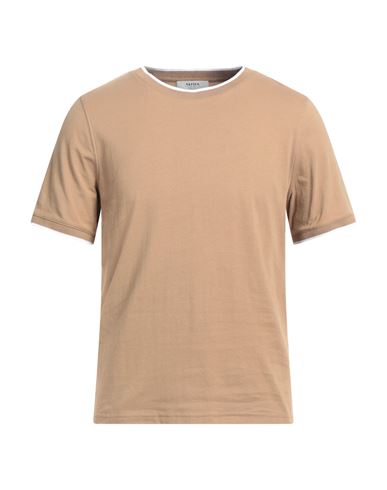Alpha Studio Man T-shirt Camel Size 50 Cotton In Beige