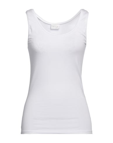 Vila Woman Tank Top White Size M/l Modal, Cotton, Elastane