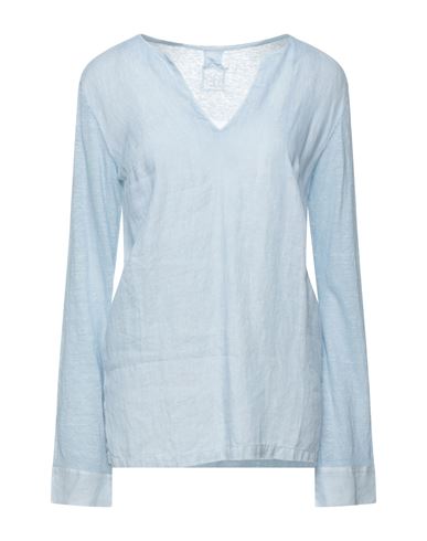 120% 120% LINO WOMAN BLOUSE SKY BLUE SIZE S LINEN