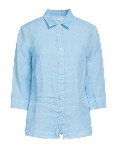 120% Woman Shirt Pastel Blue Size 10 Linen