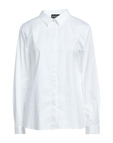 Emporio Armani Woman Shirt White Size 12 Cotton, Elastane