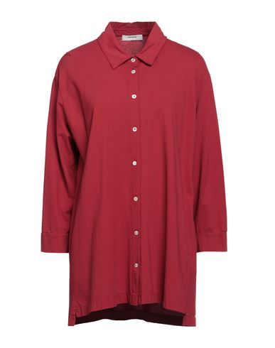 Alpha Studio Woman Shirt Brick Red Size 14 Cotton, Elastane