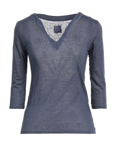 120% Woman T-shirt Navy Blue Size S Linen