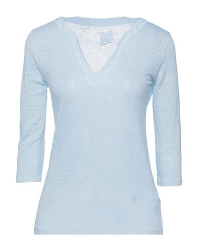 120% Woman T-shirt Sky Blue Size M Linen