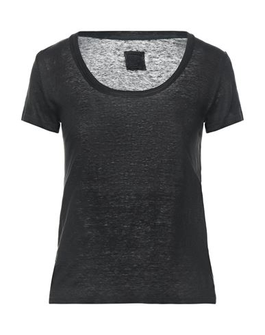 120% Woman T-shirt Black Size Xxs Linen In Grey