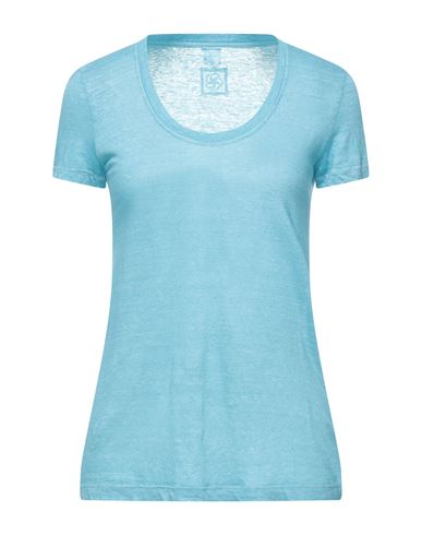 120% Woman T-shirt Azure Size S Linen In Blue