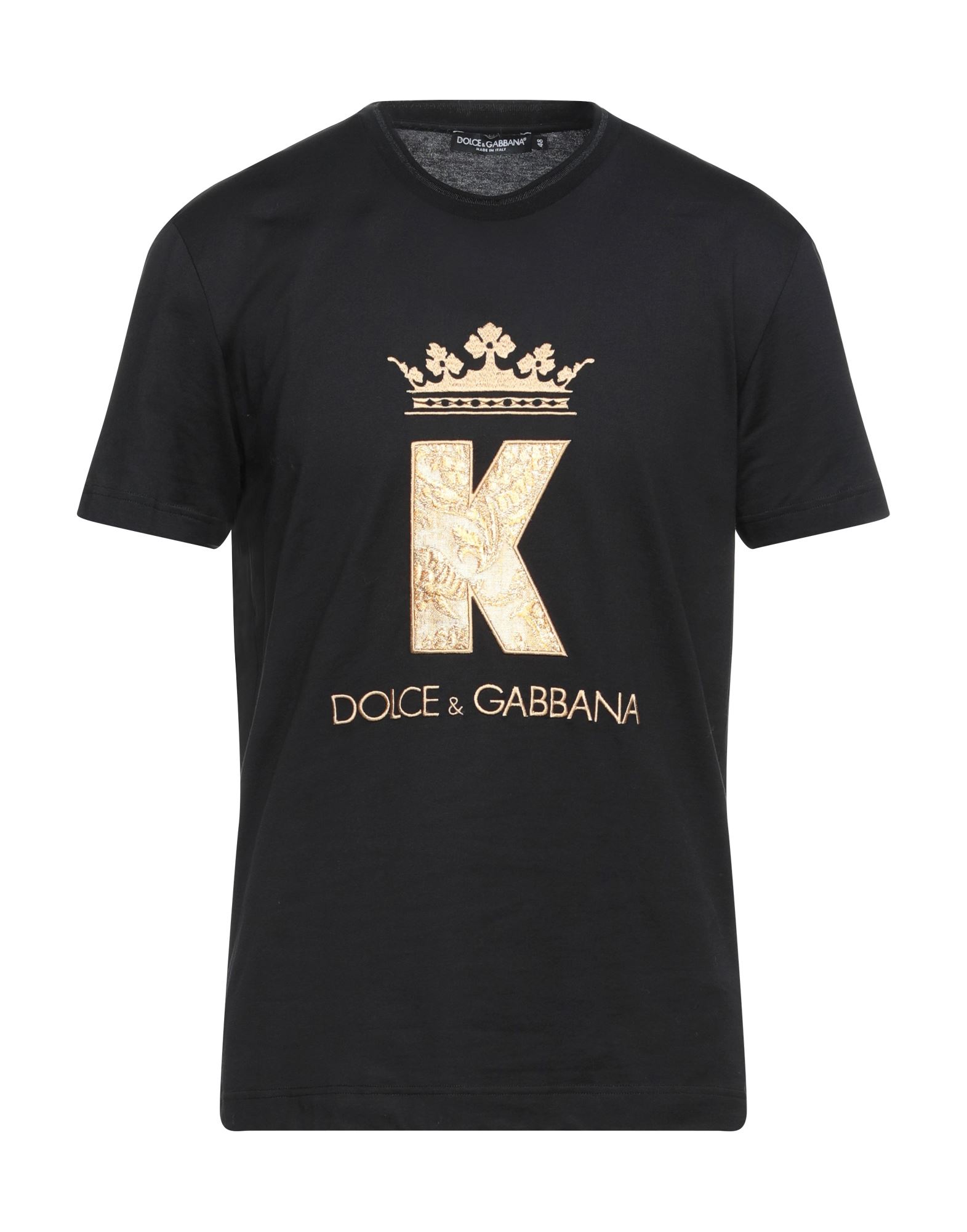 《セール開催中》DOLCE & GABBANA メンズ T シャツ ブラック 48 コットン 95% / アクリル 2% / アセテート 2% / ポリエステル 1% / 合成繊維