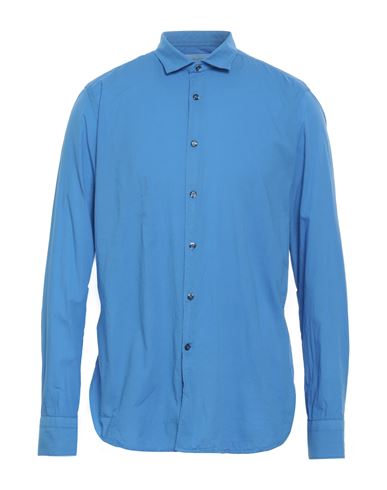Tintoria Mattei 954 Man Shirt Azure Size 14 ½ Linen, Cotton In Blue