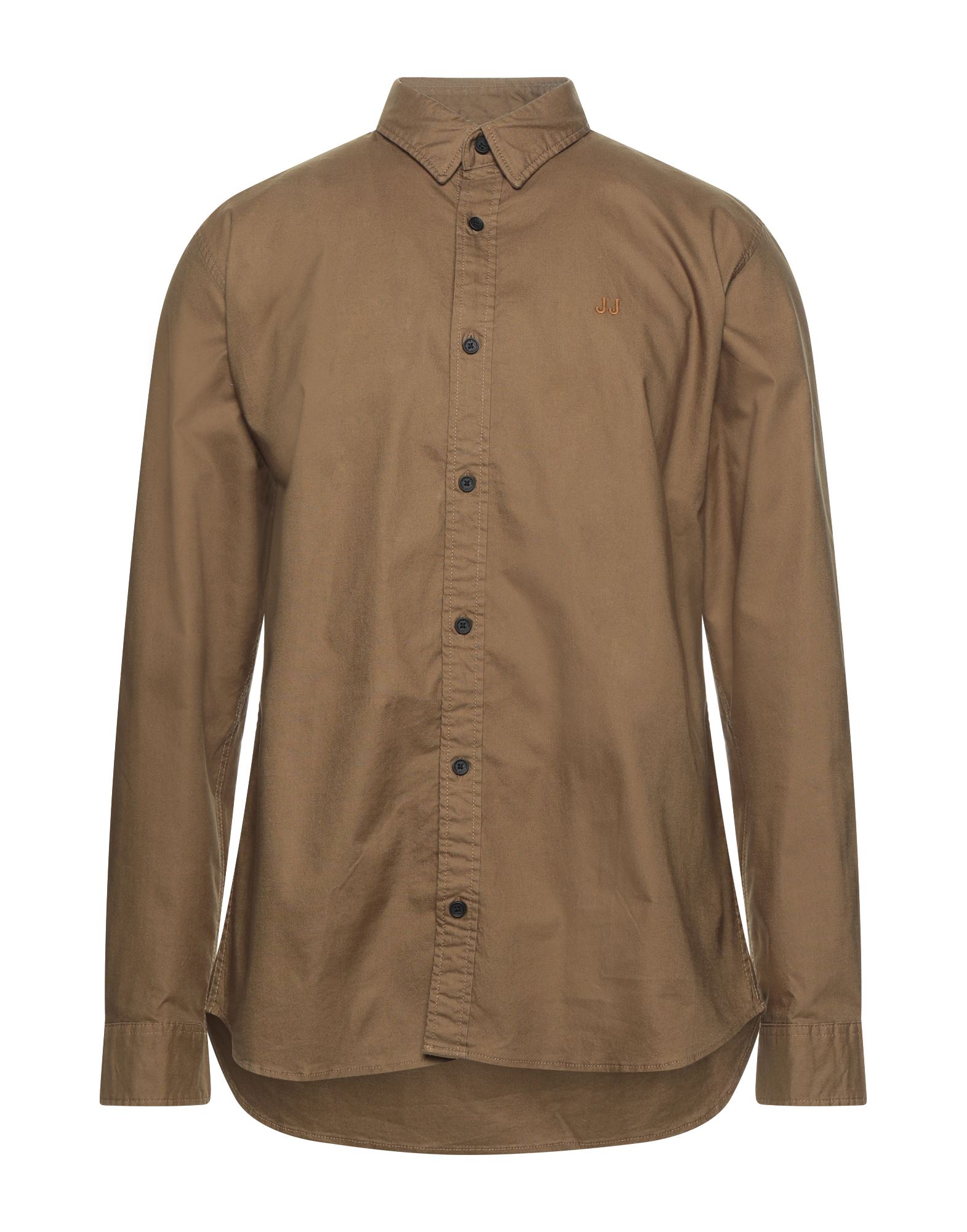 ＜YOOX＞ ★JACK & JONES メンズ シャツ ミリタリーグリーン L コットン 98% / ポリウレタン 2%画像