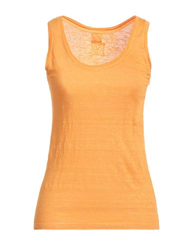 120% Woman Tank Top Orange Size S Linen