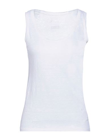 120% Woman Tank Top White Size Xxs Linen