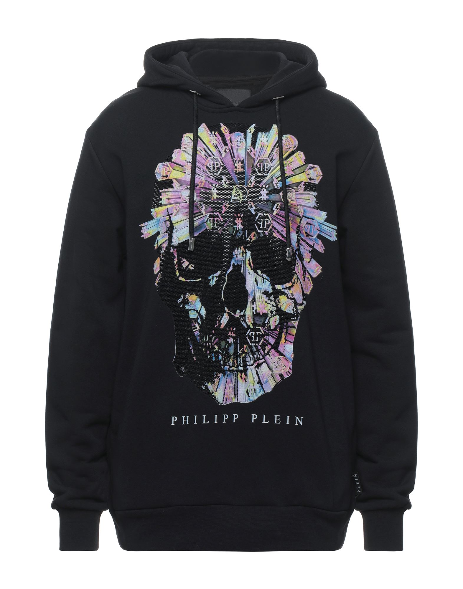 《セール開催中》PHILIPP PLEIN メンズ スウェットシャツ ブラック L コットン 88% / ポリエステル 12% / ガラス