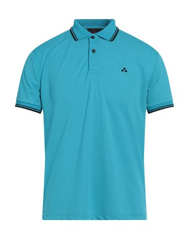Peuterey Man Polo Shirt Turquoise Size M Polyester In Blue