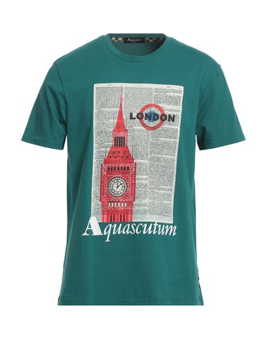 Shop Aquascutum Man T-shirt Deep Jade Size Xl Cotton, Elastane In Green