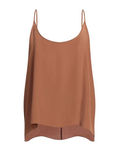Seventy Sergio Tegon Woman Top Brown Size 12 Acetate, Silk