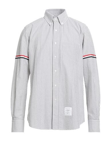 Thom Browne Grey Vertical-stripe Long-sleeve Shirt