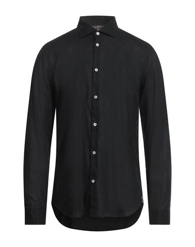 Manuel Ritz Man Shirt Black Size 16 ½ Linen, Cotton In Black