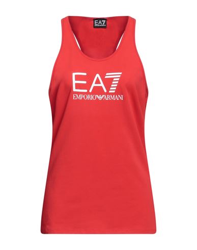 Ea7 Woman Tank Top Red Size Xl Cotton, Elastane