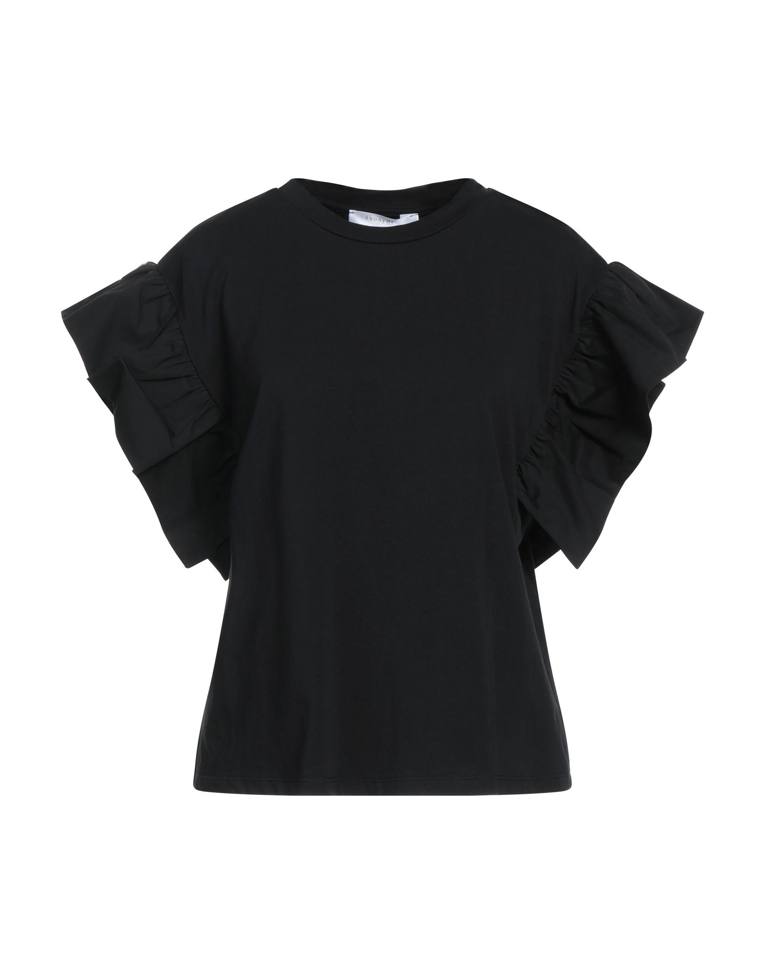 ANONYME DESIGNERS ANONYME DESIGNERS WOMAN T-SHIRT BLACK SIZE 4 COTTON