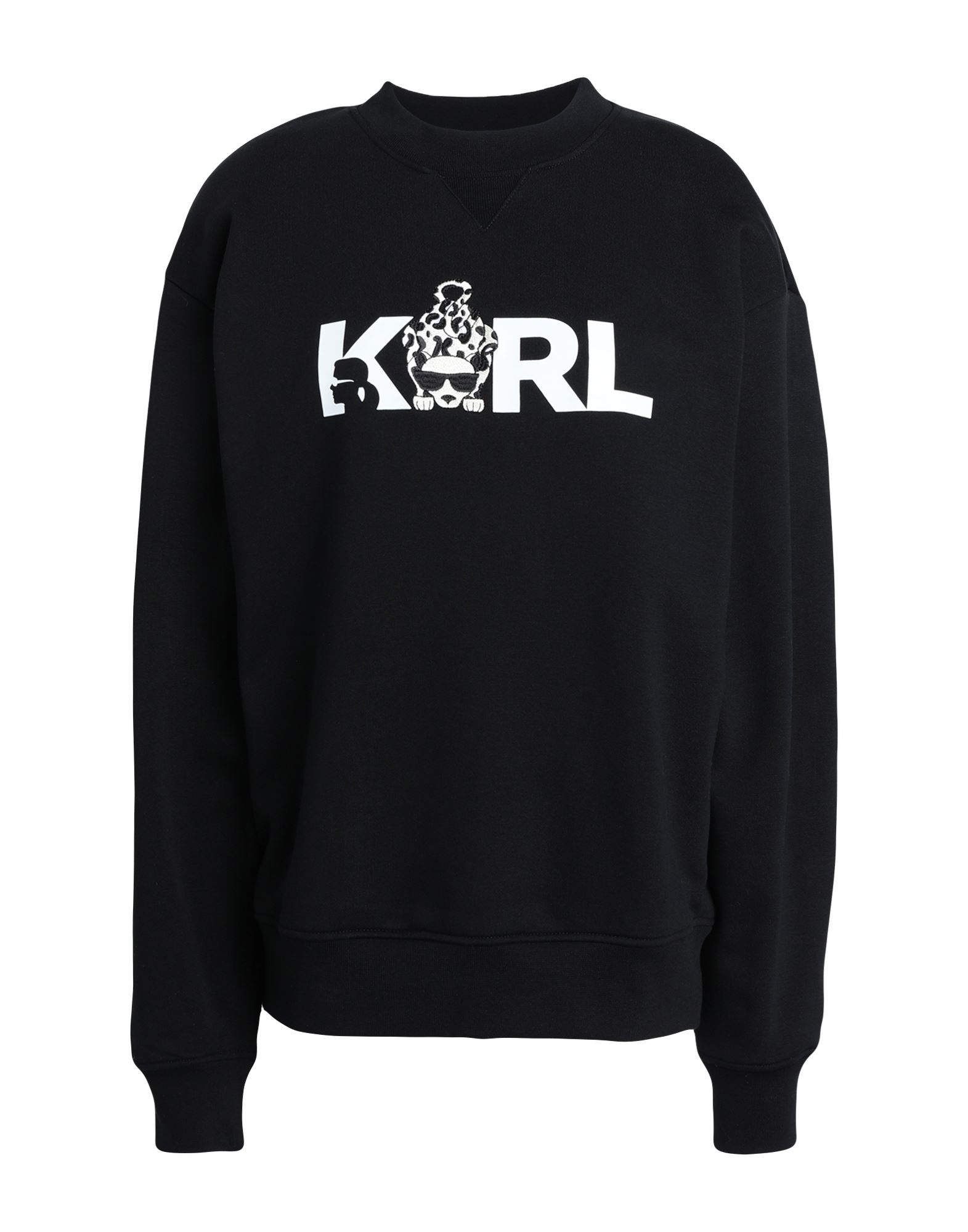 《セール開催中》KARL LAGERFELD レディース スウェットシャツ ブラック XS オーガニックコットン 90% / リサイクルポリエステル 10% UNISEX IKONIK ANIMAL SWEAT