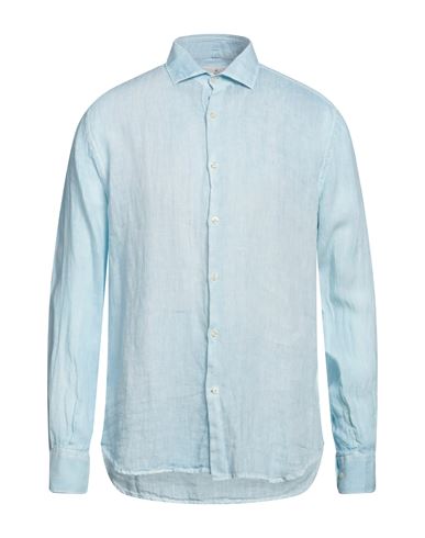 Brooksfield Man Shirt Sky Blue Size 16 Linen