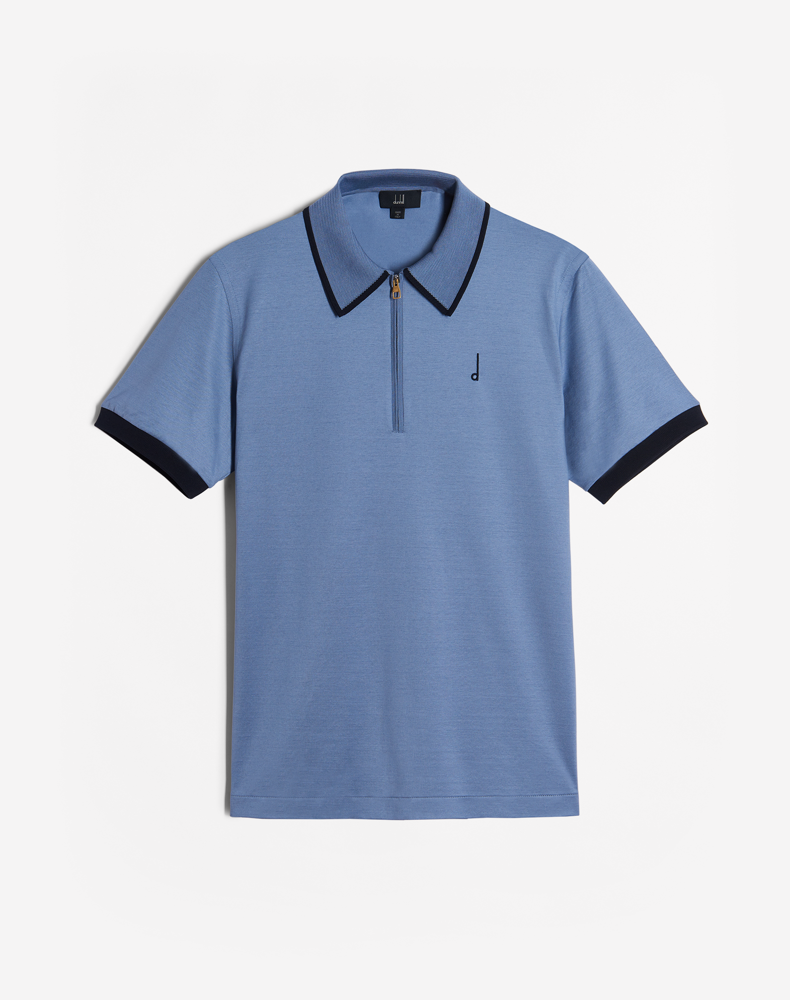 Dunhill D Polo With Zip In Cornflower Blue