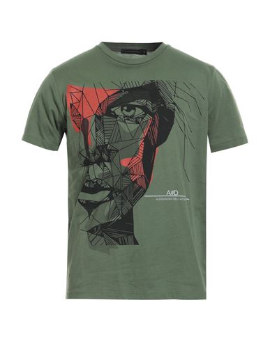 Alessandro Dell'acqua Man T-shirt Military Green Size S Cotton