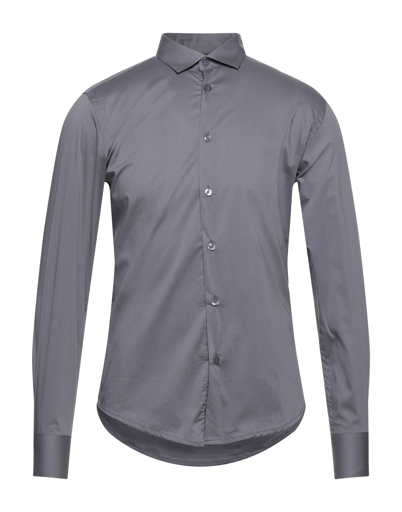 ＜YOOX＞ ★OUTFIT メンズ シャツ 鉛色 S コットン 74% / ナイロン 23% / ポリウレタン 3%画像