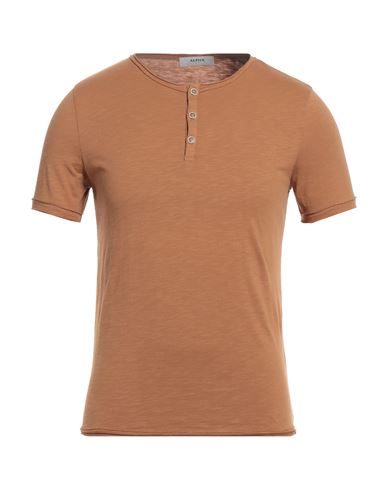 Alpha Studio Man T-shirt Brown Size 46 Cotton