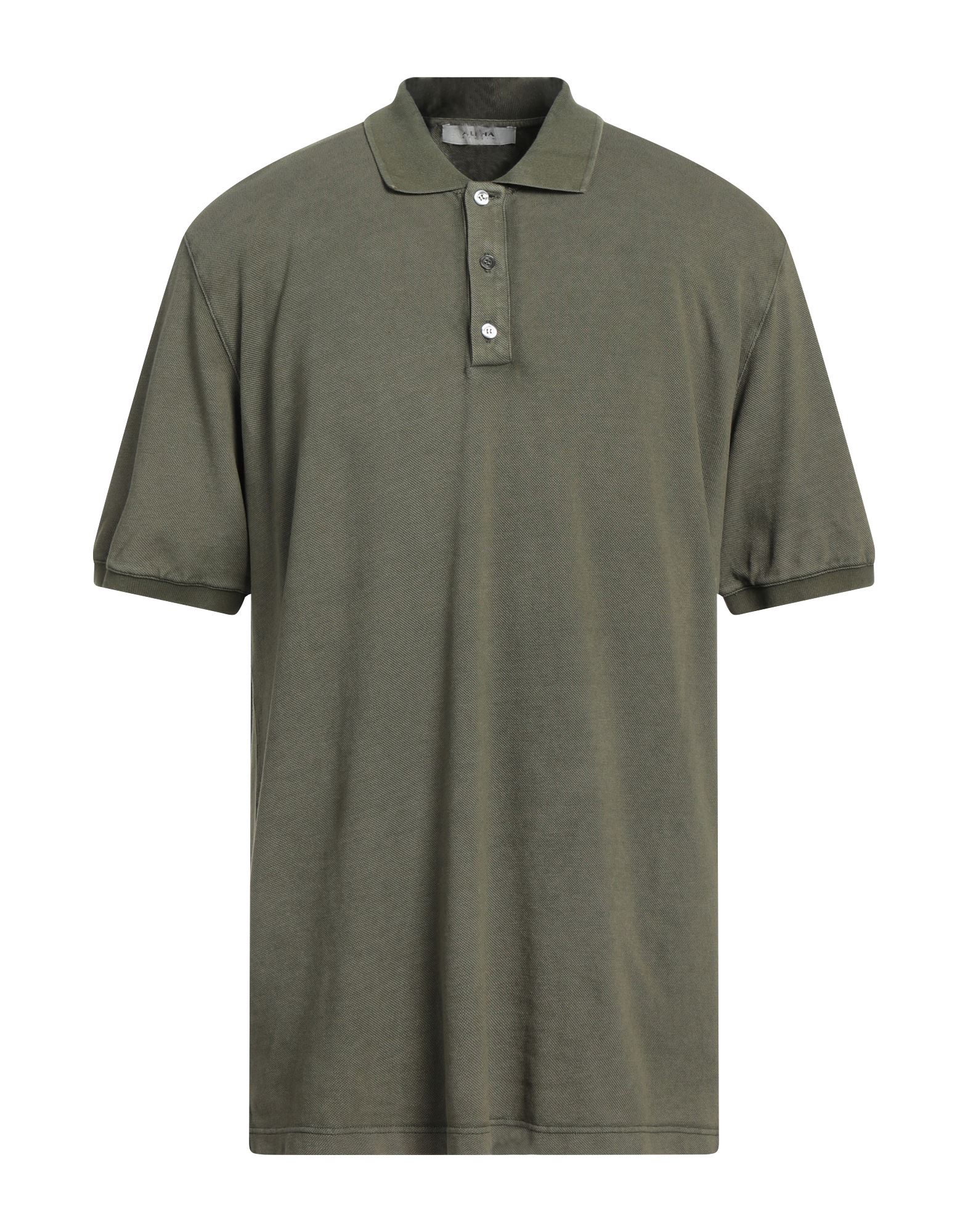 ALPHA STUDIO ALPHA STUDIO MAN POLO SHIRT MILITARY GREEN SIZE 42 COTTON