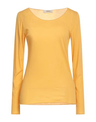 Alpha Studio Woman T-shirt Ocher Size 8 Cotton In Yellow