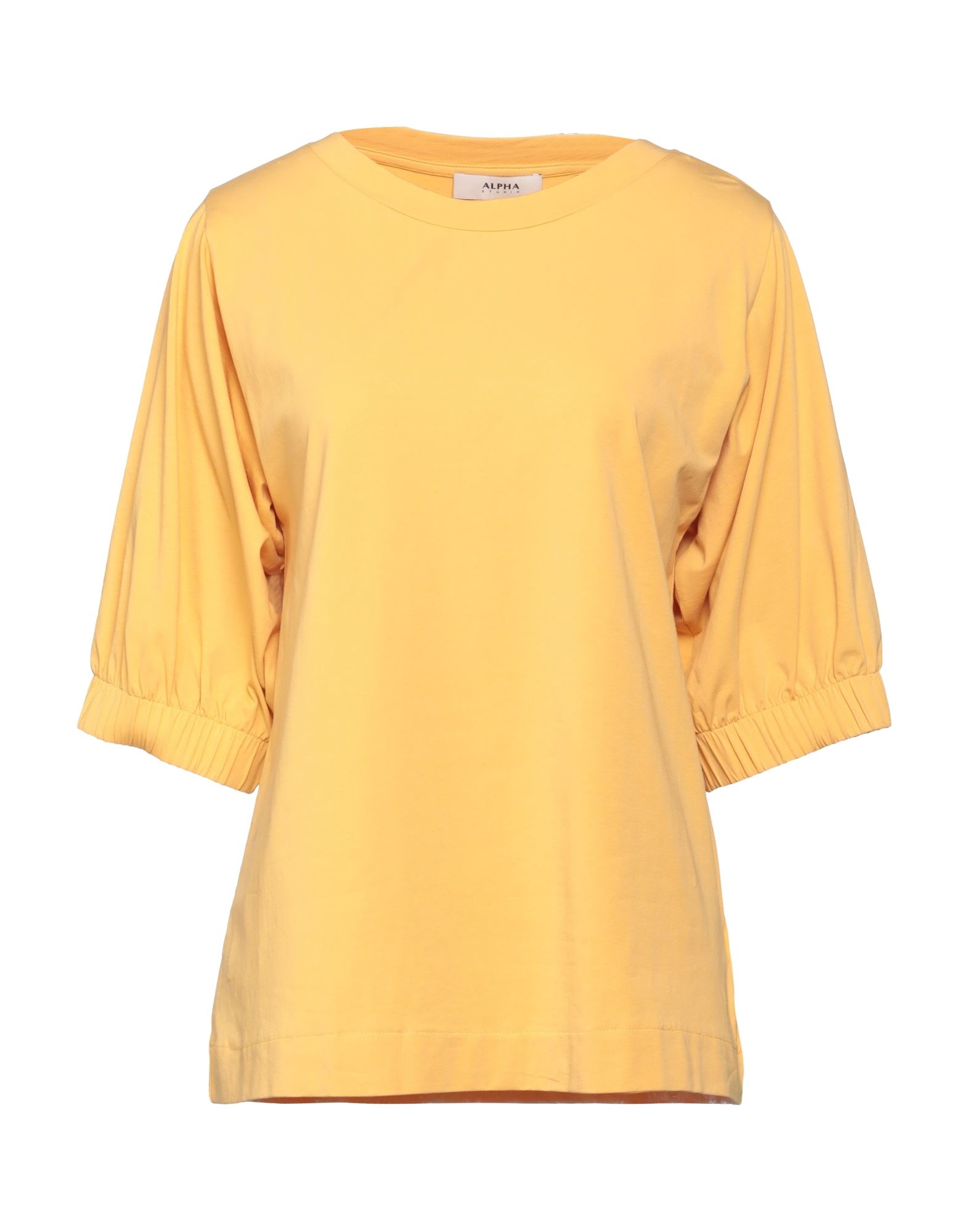 Shop Alpha Studio Woman T-shirt Apricot Size 4 Cotton, Elastane In Orange